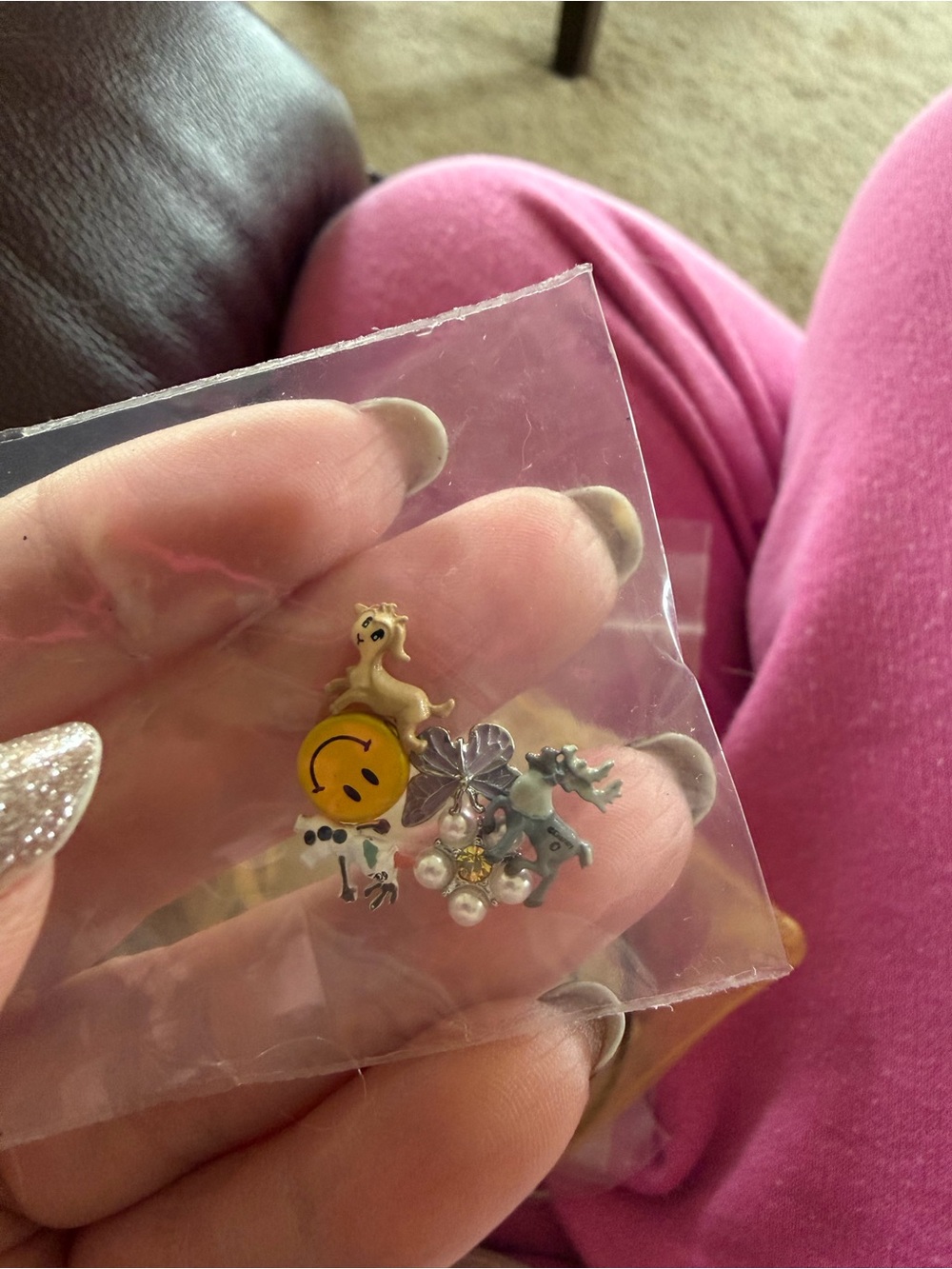 Assorted Cute Charm Set in Yellow, Pink, Silver